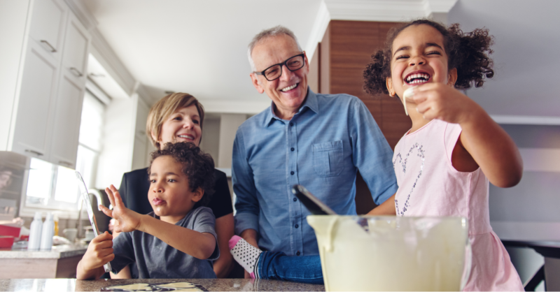 A senior and family member spending time together